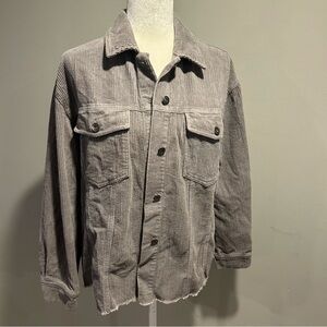 NWT GeeGee Grey Corduroy Button Down Jacket Womens Small NEW